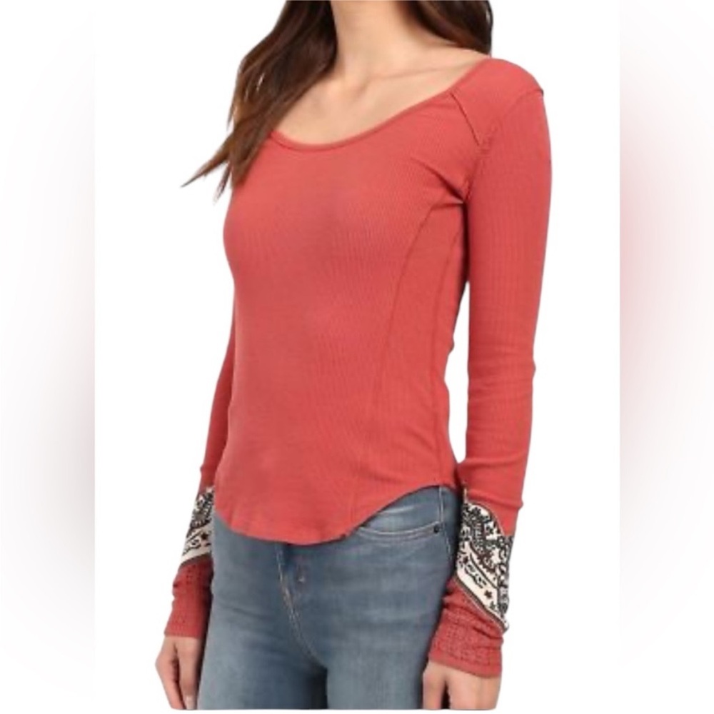Free People We The Free Thermal Bandana Cuff Long Sleeve Top